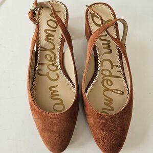 Sam Edelman Women's Brown Suede Slingback Flats